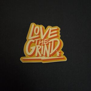Dutch Bros Love The Grind Decorative Sticker - Orange and Yellow
